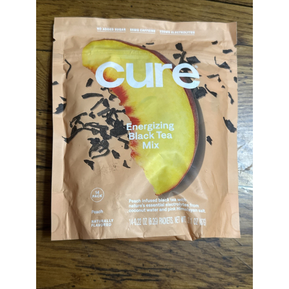 Cure Hydrating Peach Energizing Black Tea Drink Mix 14 Packs